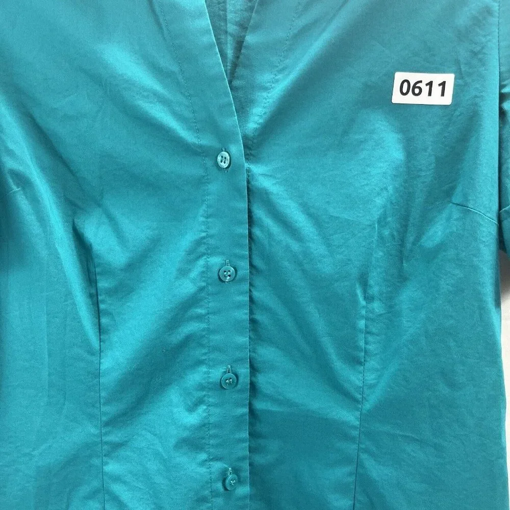 Worthington Shirt Womens Color Green Size MButton Up ShortSleeve Collared Casual - Picture 12 of 16